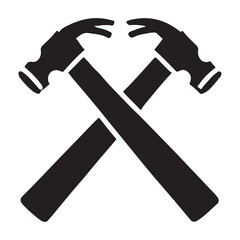 Silhouette of Crossed Hammers for Construction and Repair Projects Vector Art