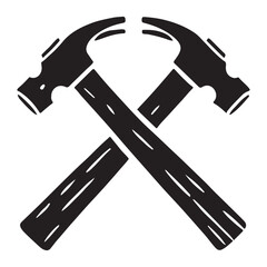 Crossed hammers tools illustration construction carpentry and repair work