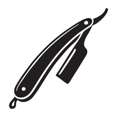 Vintage Straight Razor Vector Illustration Barber Tool Icon Design