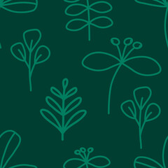 A seamless pattern with boho spring leaves