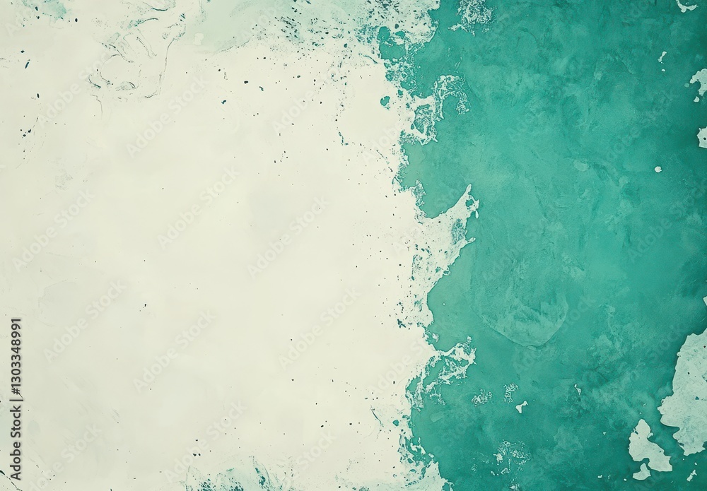 Poster abstract textured background with a blend of soft teal and creamy white colors creating a modern art