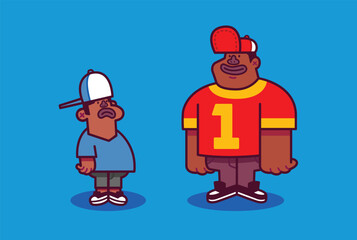 Black Man Wearing Red Jersey and Friend