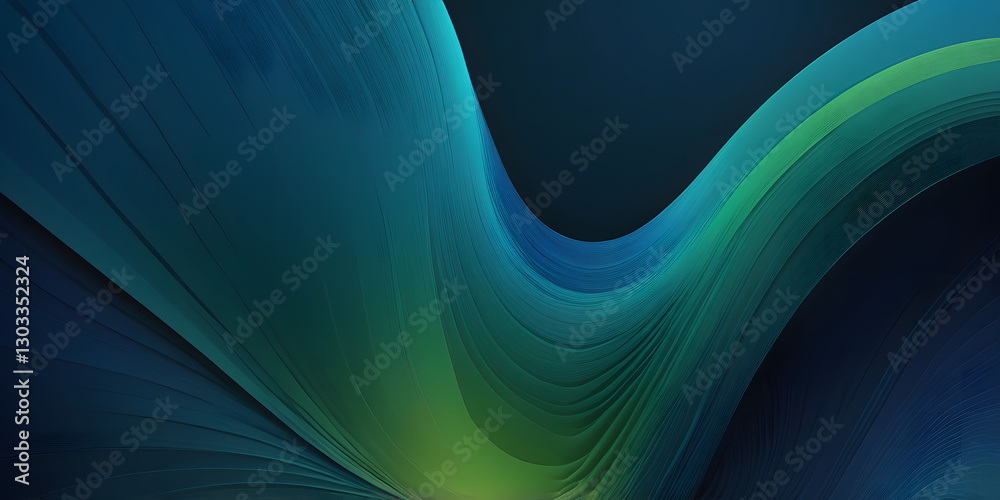 Poster abstract flow: a mesmerizing visual representation of abstract waves with smooth gradients of deep b