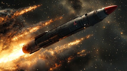 Obraz premium Missile launch in space