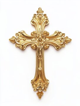 golden cross isolated on white