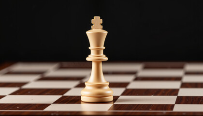 Single chess piece representing strategy on game board, intellectual challenge