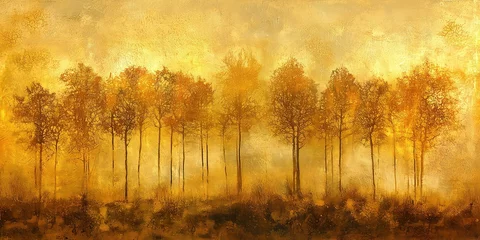 Poster Light-drenched trees standing in divine golden glow, evoking peace and magic