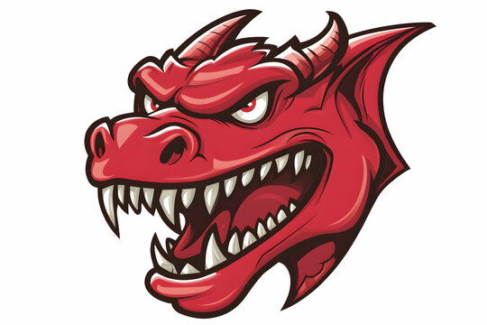 recommend clip art: Red cartoon dragon isolated on white, bold outlines
