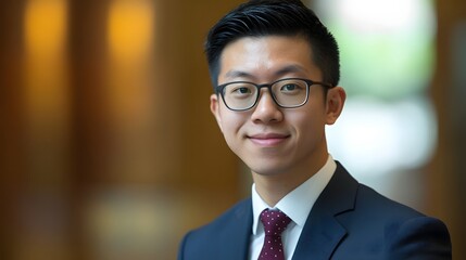 Fototapeta premium Confident Asian Businessman in Formal Attire at Office