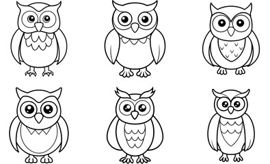 Cute Cartoon Owls, Perfect for Coloring Pages