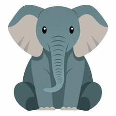 Fototapeta premium Cartoon elephant sitting.Cute animal baby elephant. Suitable for children's books, sticker, mascot, logo.Vector illustration on white background 