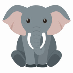 Naklejka premium Cartoon elephant sitting.Cute animal baby elephant. Suitable for children's books, sticker, mascot, logo.Vector illustration on white background 