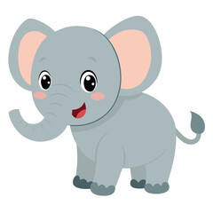 Naklejka premium Cartoon elephant. Cute animal baby elephant. Side view. Suitable for children's books, sticker, mascot, logo.Vector illustration on white background 