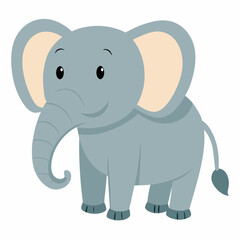 Fototapeta premium Cartoon elephant. Cute animal baby elephant. Side view. Suitable for children's books, sticker, mascot, logo.Vector illustration on white background 