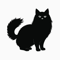 black cat vector illustration, cat silhouette 