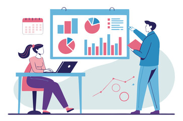 Flat design concept, analyze data