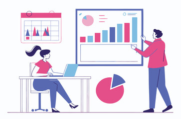 Flat design concept, analyze data