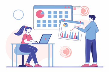 Fototapeta premium Flat design concept, analyze data