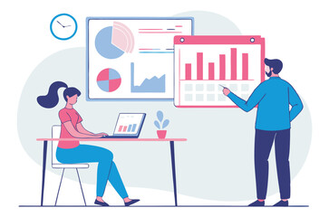 Flat design concept, analyze data