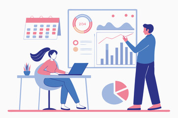 Flat design concept, analyze data