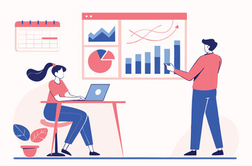 Flat design concept, analyze data