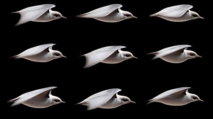 Obraz premium Flying seagulls on black background, concept of freedom