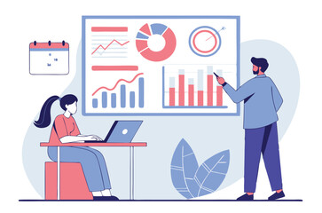 Flat design concept, analyze data