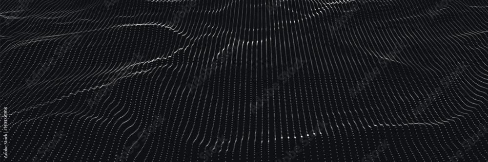 Sticker dynamic wave of glowing dots. futuristic dot wave of bright particles. weave effect. futuristic back