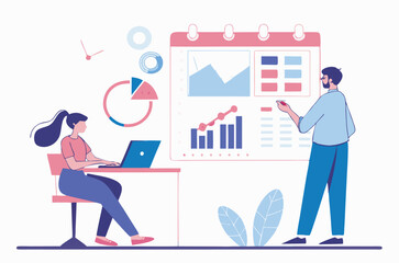 Flat design concept, analyze data