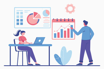 Flat design concept, analyze data
