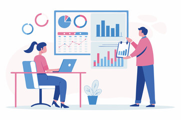 Flat design concept, analyze data