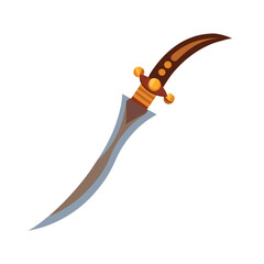 Curved Sword with Decorative Handle ? Vector Illustration, Cartoon, Clipart & Line Art Design 1.eps