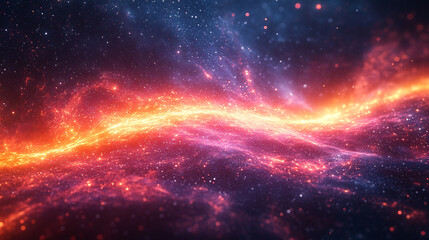 Naklejka premium A vibrant holographic solar flare bursts through a cosmic display, symbolizing the intersection of futuristic technology and natural energy, capturing the awe-inspiring force of the universe's power. 