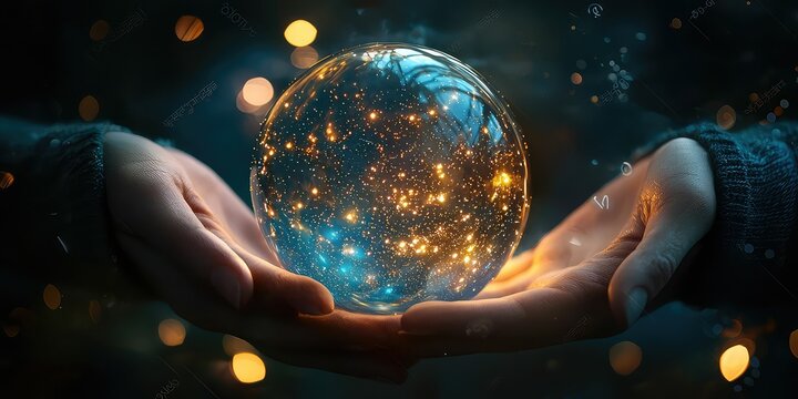 Mystical floating orb of stardust symbolizing online reviews