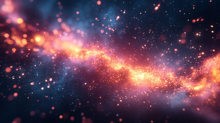 Fototapeta premium A vibrant holographic solar flare bursts through a cosmic display, symbolizing the intersection of futuristic technology and natural energy, capturing the awe-inspiring force of the universe's power. 