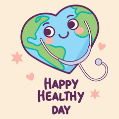 April 7 World Health Day Background with Modern Typography and Heartbeat Illustration.