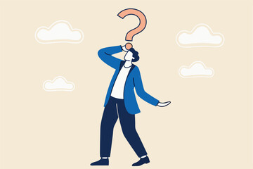 Anonymous businessman person, candidate or mention employee, who is this man, uncertainty, important person or unknown concept, anonymous businessman with question mark head unknown person.