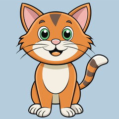 Obraz premium Cat Cartoon Cute Vector Illustration White Background