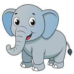 Fototapeta premium Elephant Cartoon Vector Illustration Scene White Background