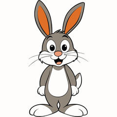 Obraz premium Cartoon rabbit, cute, white background, vector illustration