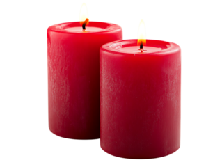 Two red candles burning brightly.