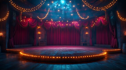 Spotlight stage with velvet curtain backdrop high resolution hd design
