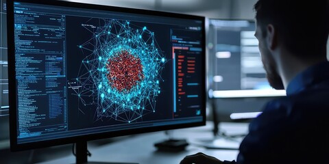 Quantum computing security dashboard scanning for vulnerabilities.