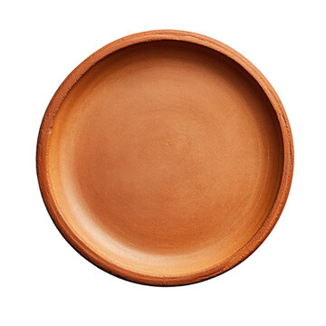 Terracotta Clay Plate isolated on white background PNG file
