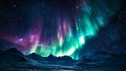 aurora borealis illuminating the night sky over a mountain range.