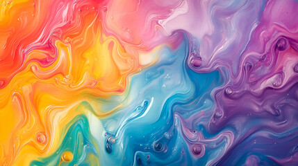 Fototapeta premium A vibrant abstract background featuring swirling colors in a dynamic blend of pink, blue, yellow, and purple.