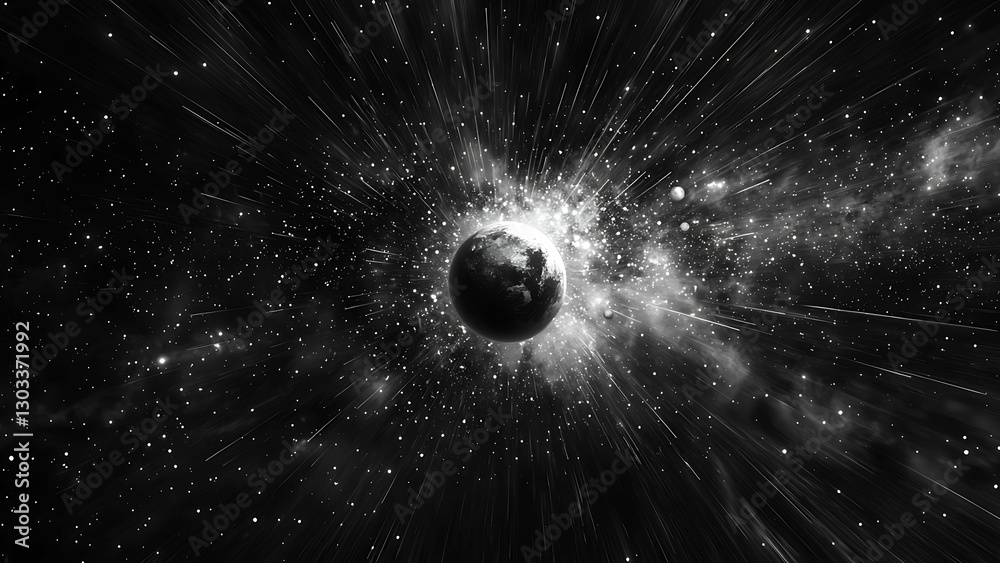 Wall mural an image of a planet being destroyed in space.