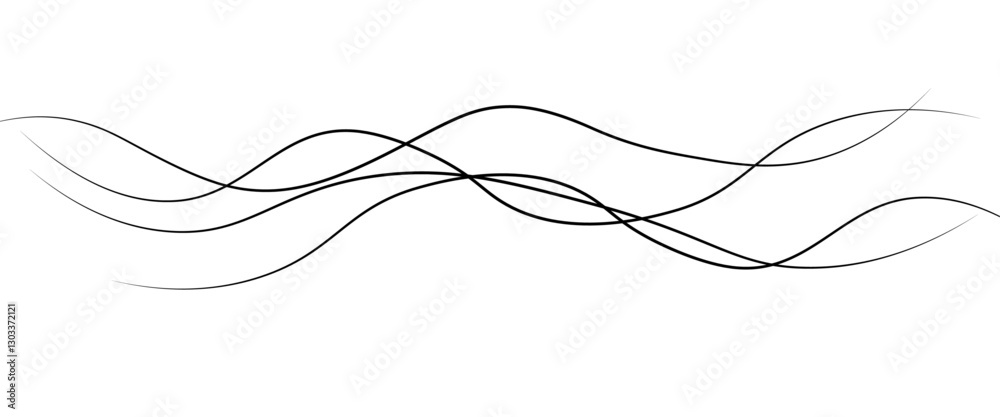 Poster Vector curve wave seamless pattern background. Abstract thin gray and white wavy lines background. Thin wavy curve line vector background.