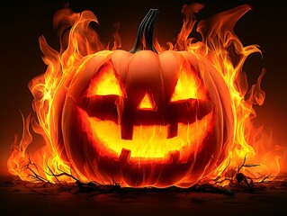 Fototapeta premium Burning Jack-o'-lantern