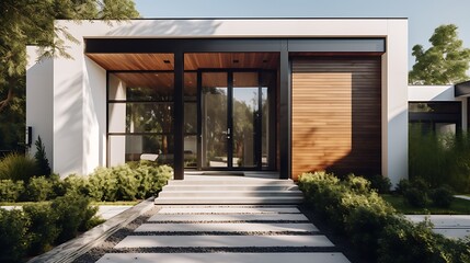 Fototapeta premium stylish house entrance minimalist exterior high resolution hd picture